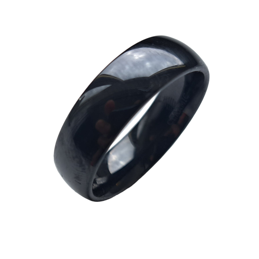 Black Ceramic Ring - Court Shaped