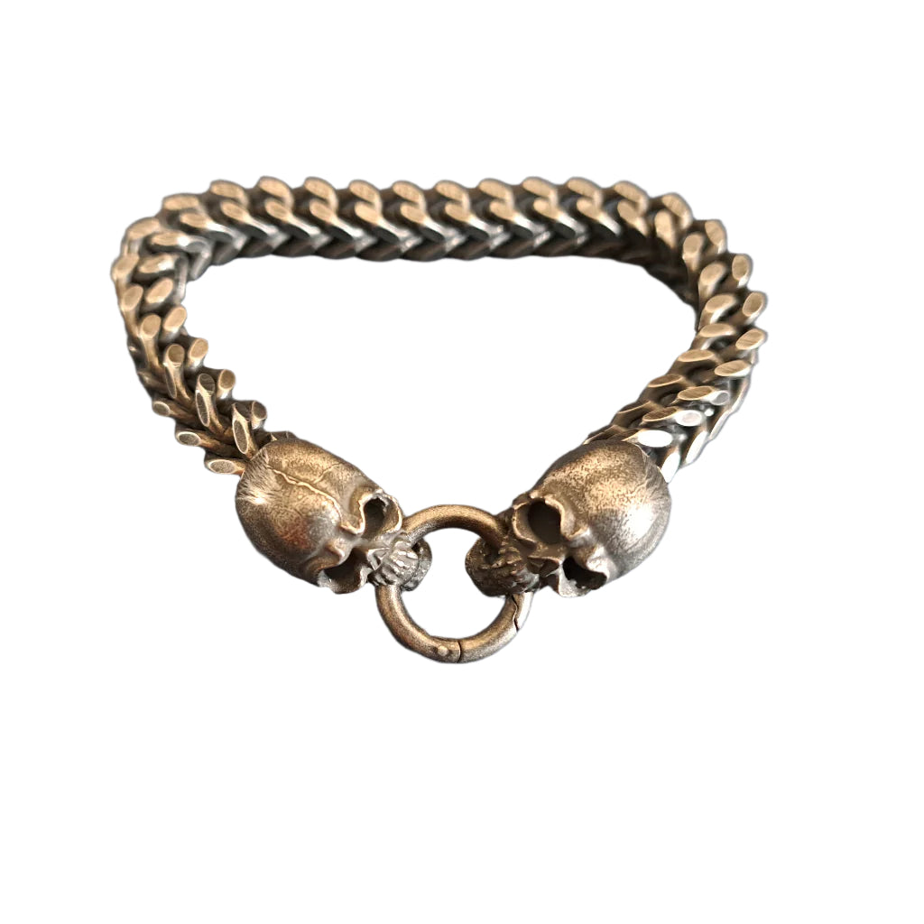 Skull Terminals Bracelet - Oxidised Stainless Steel