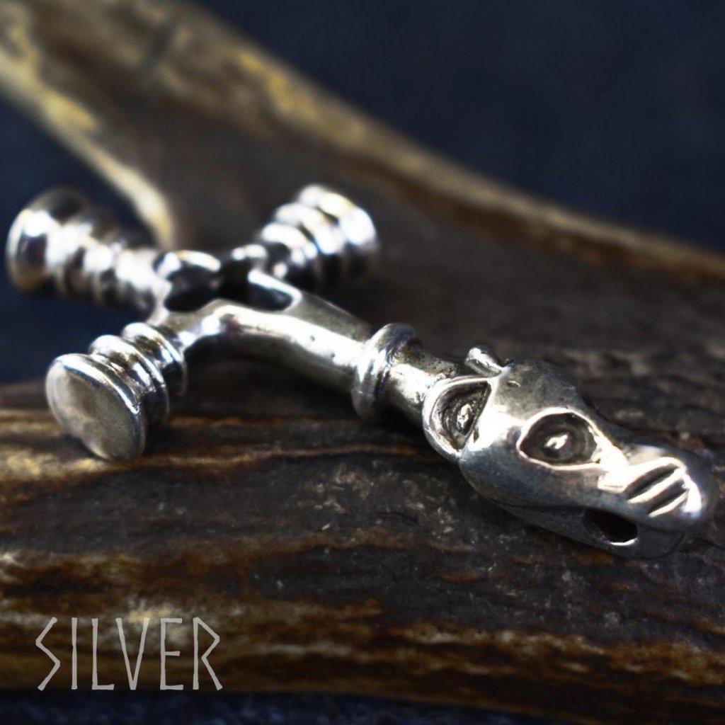 Sterling Silver Dragon Hammer Pendant