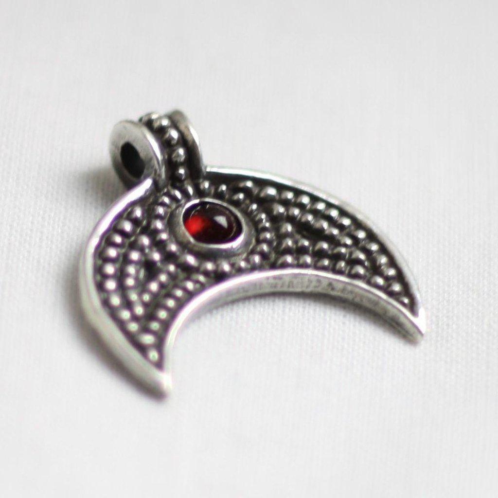 Silver Lunular Pendant II with Blue Green or Red Stone
