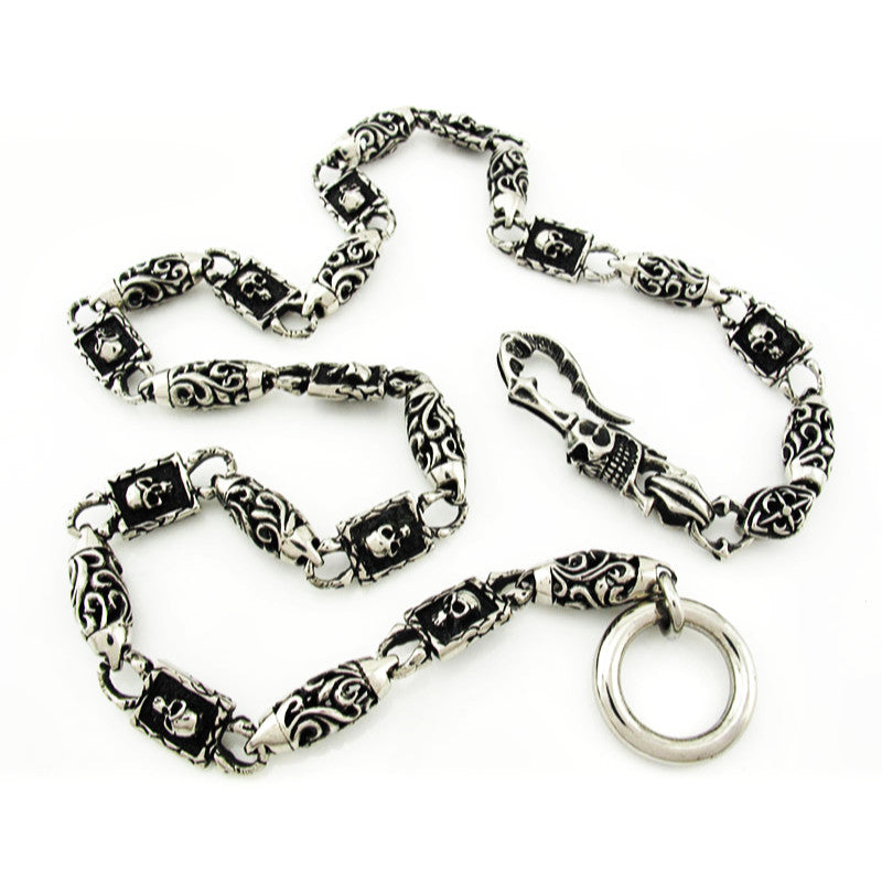 Skulls & Tribal Links Wallet Chain - Stainless Steel