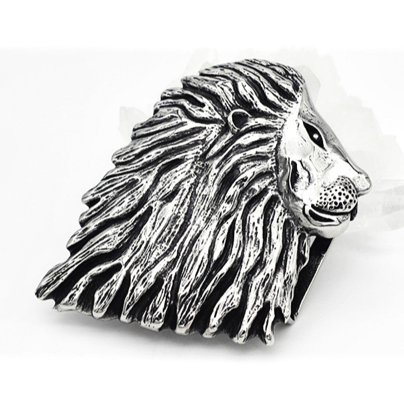Lion Head Belt Buckle - Stainless Steel - 370031