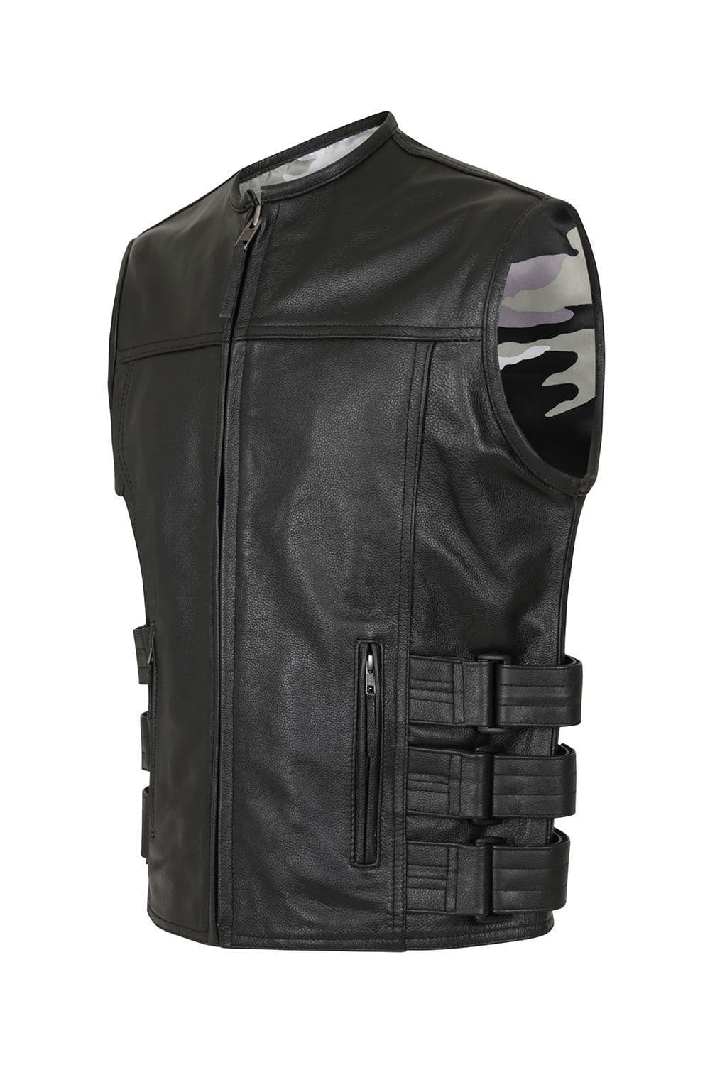 Enforcer Leather Tactical Style Biker Vest by Skintan Leather