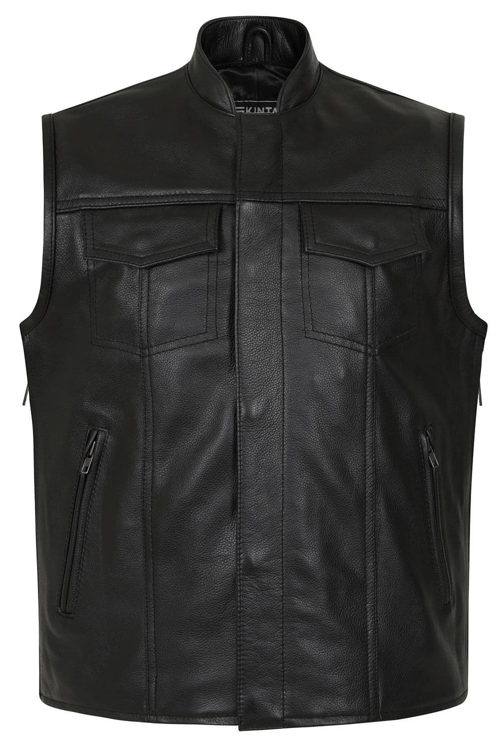 Reyes Leather Expandable Biker Vest by Skintan Leather