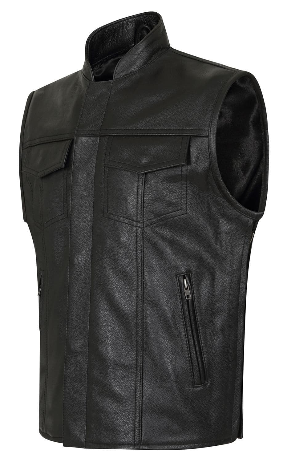 Reyes Leather Expandable Biker Vest by Skintan Leather