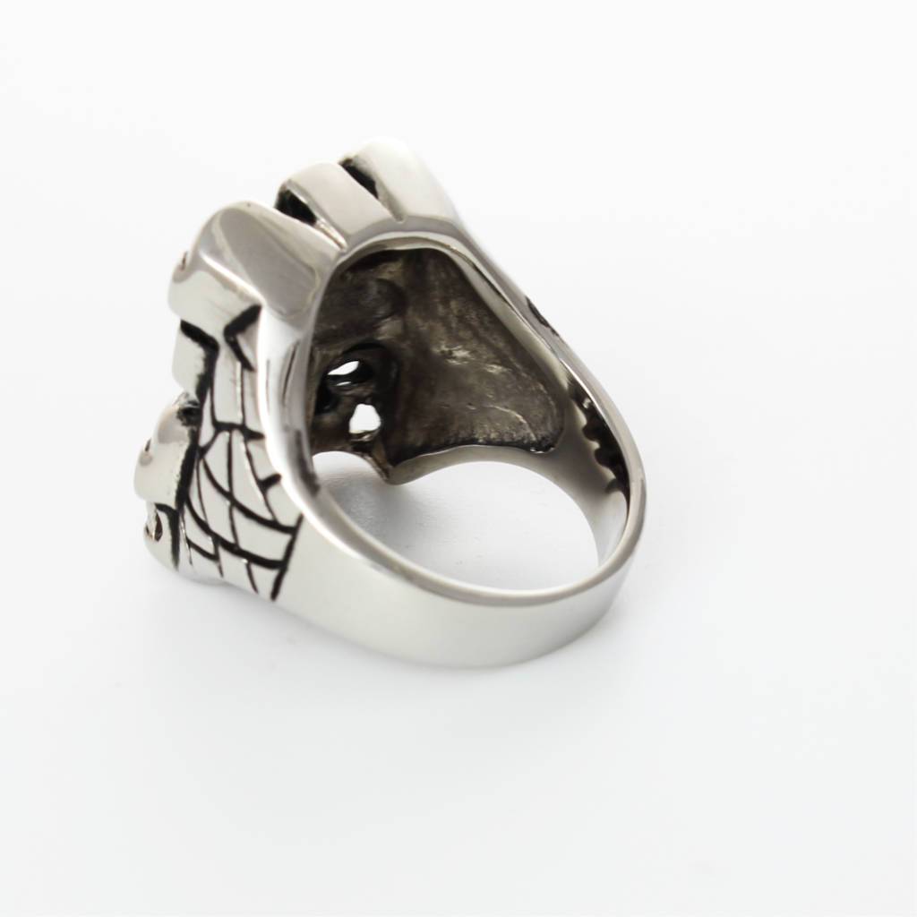 Skulls Cross Ring - Stainless Steel - 010183