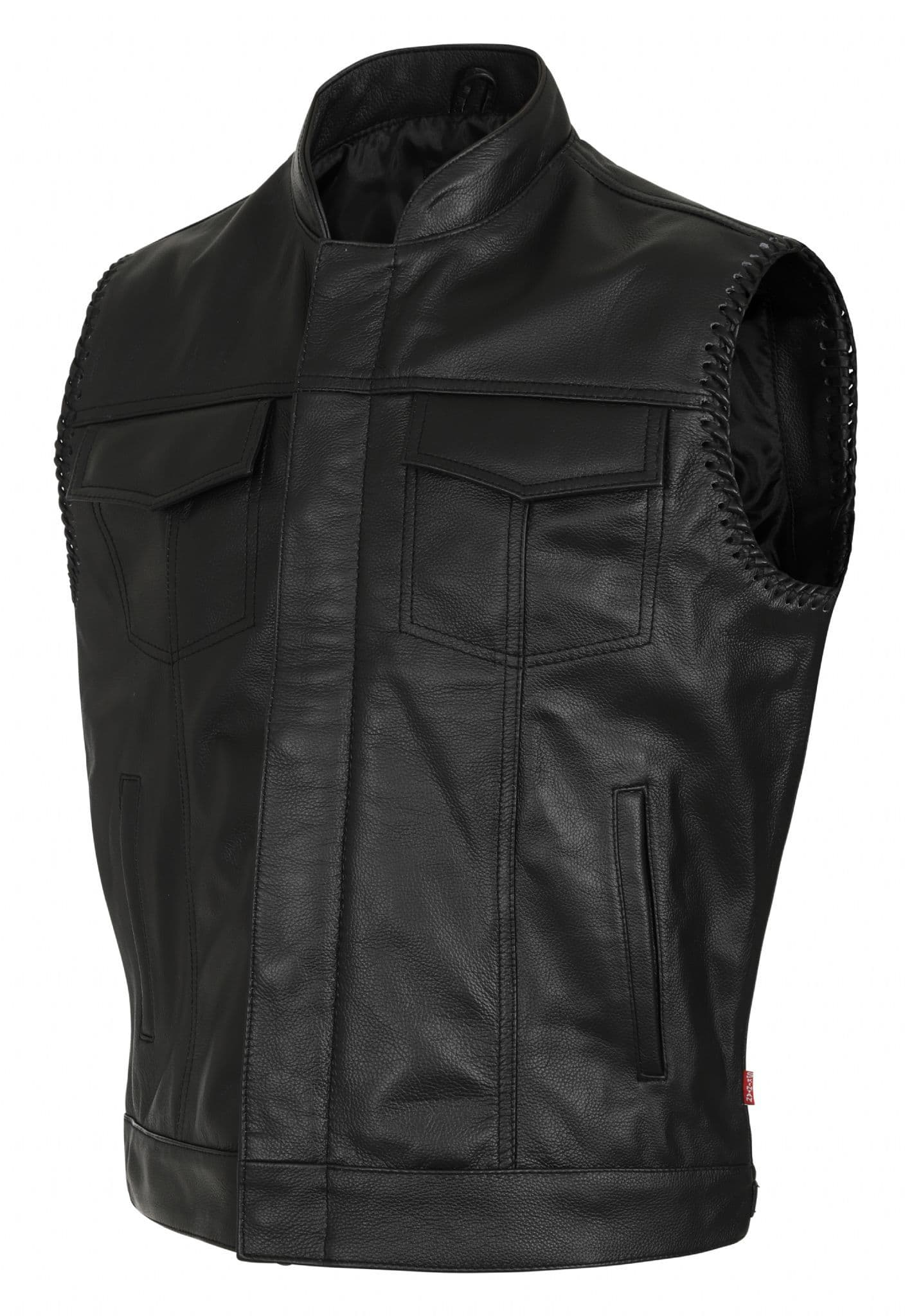 Skyler Leather Perforated Panels Biker Vest by Skintan Leather
