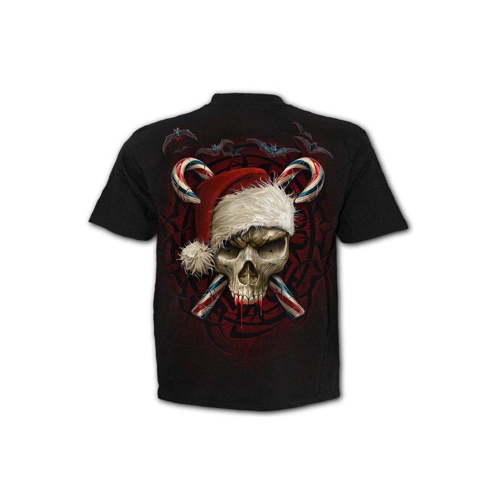 Spiral Candy Cane Santa - T-Shirt Black