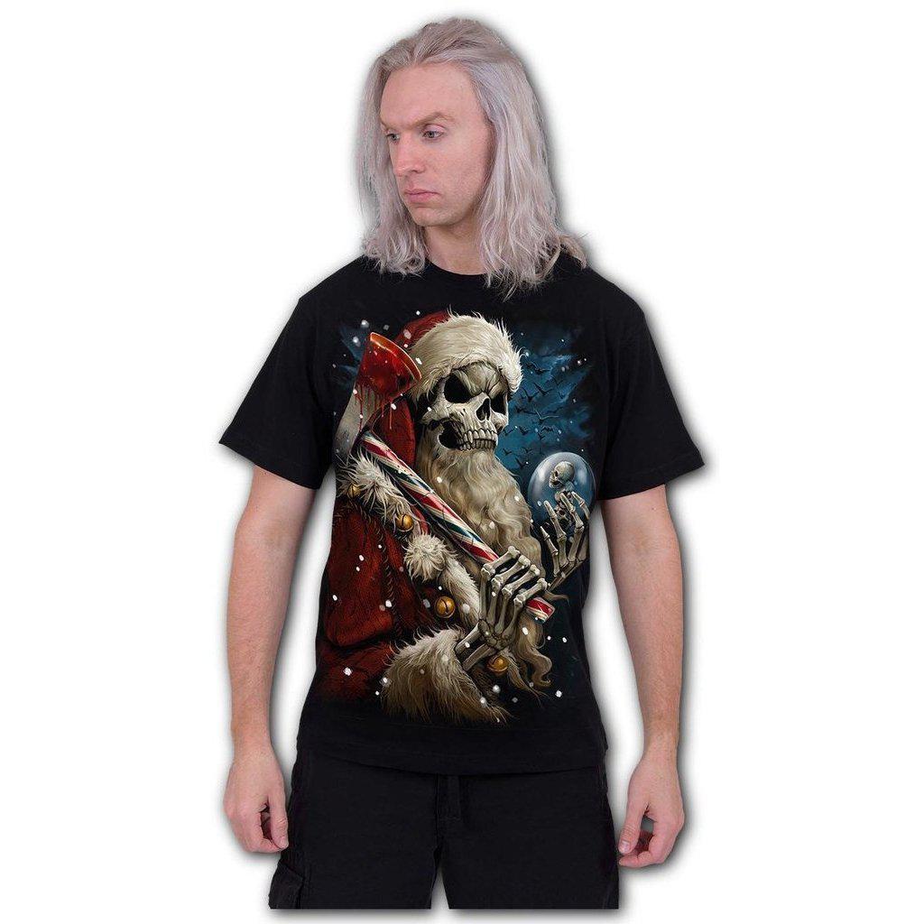 Spiral Candy Cane Santa - T-Shirt Black