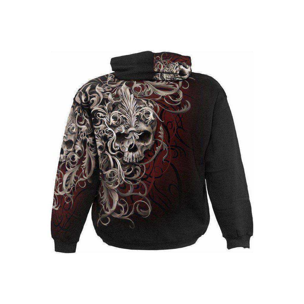 Spiral Skull Shoulder Wrap - Allover Hoody Black