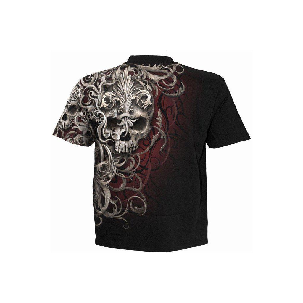 Spiral Skull Shoulder Wrap - Allover T-Shirt Black
