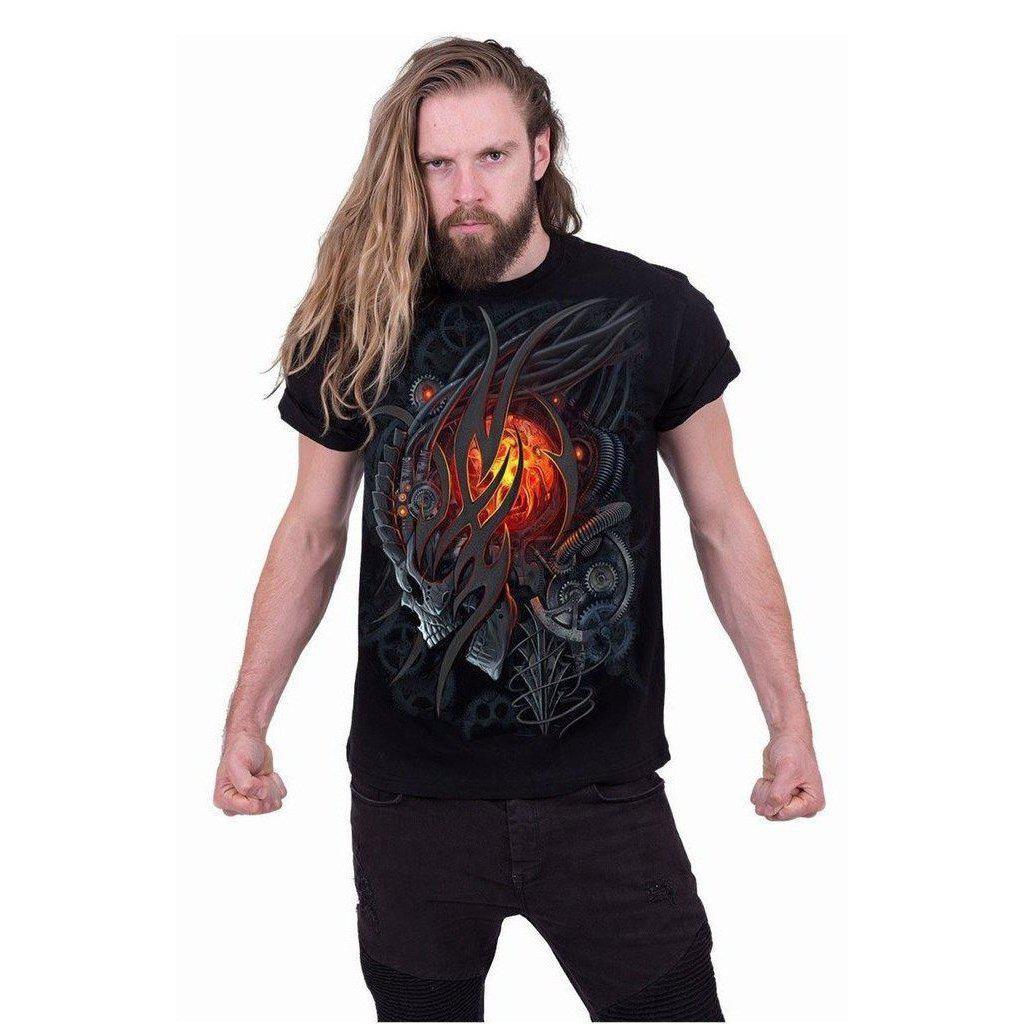 Spiral Steampunk Skull - T-Shirt Black