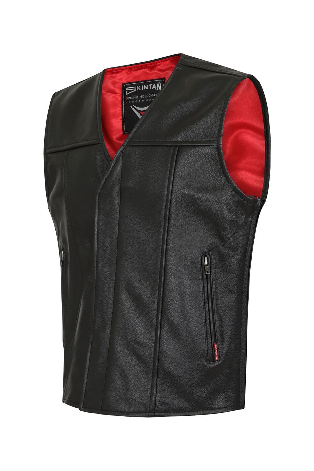 Telford Leather Perforated Panels Biker Vest by Skintan Leather