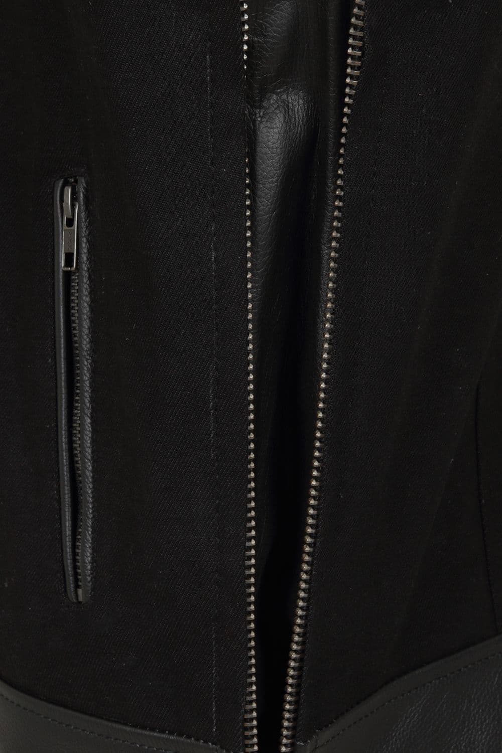 Vargas Black Denim & Leather Expandable Biker Vest by Skintan Leather
