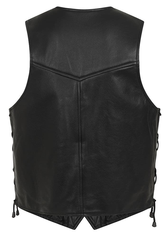 Webb Leather Lace Sided Fish & Hook Fastening Biker Vest by Skintan Leather