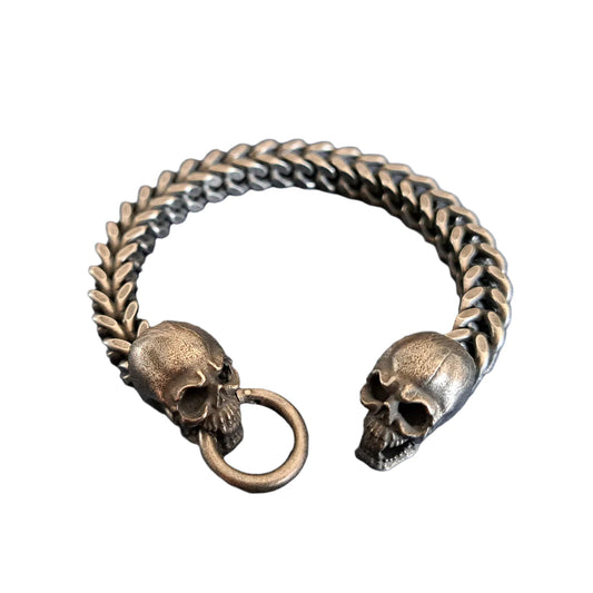 Skull Terminals Bracelet - Oxidised Stainless Steel