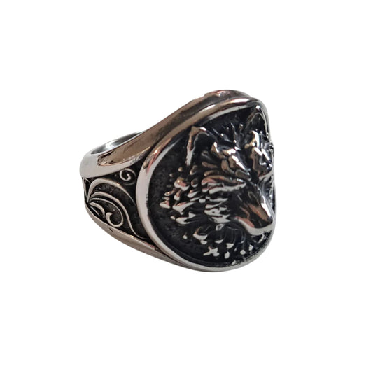 Wide Lion Head Ring - Stainless Steel