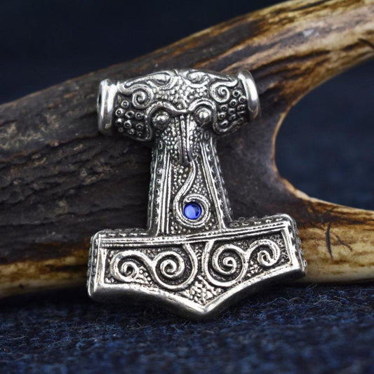 Sterling Silver Skane Hammer – Blue Red or Green Stones