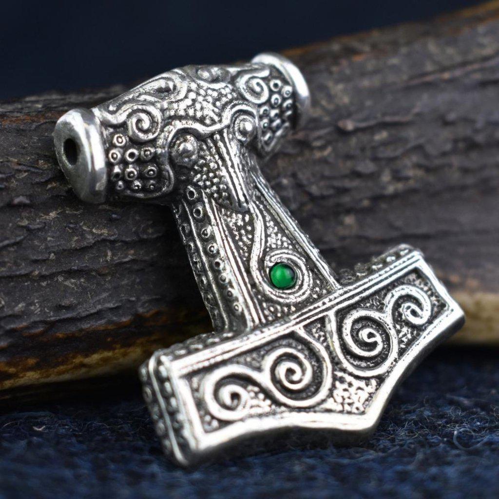 Sterling Silver Skane Hammer – Blue Red or Green Stones
