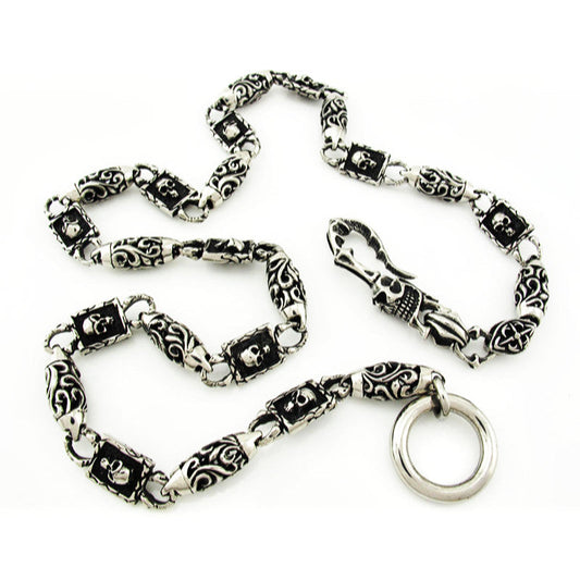 Skulls & Tribal Links Wallet Chain - Stainless Steel