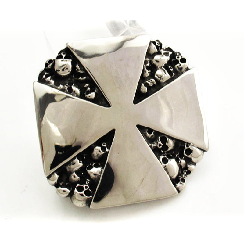 Iron Cross & Skulls Biker Belt Buckle - Stainless Steel