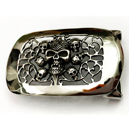 Multi Skull Biker Belt Buckle - Stainless Steel - 370023