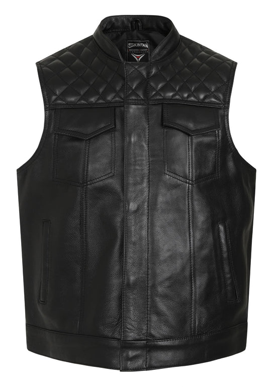 Gunner Leather Biker Vest by Skintan Leather