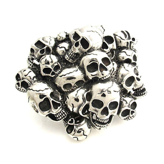 Skulls Cluster Belt Buckle - Stainless Steel