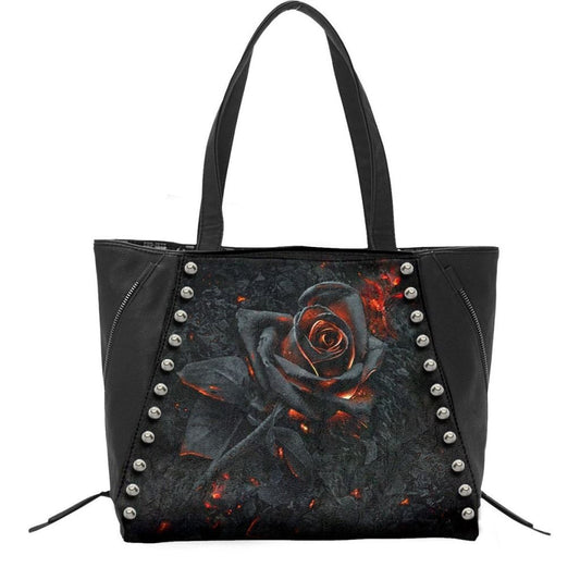 Spiral Burnt Rose - Tote Bag - Pu Leather Studded