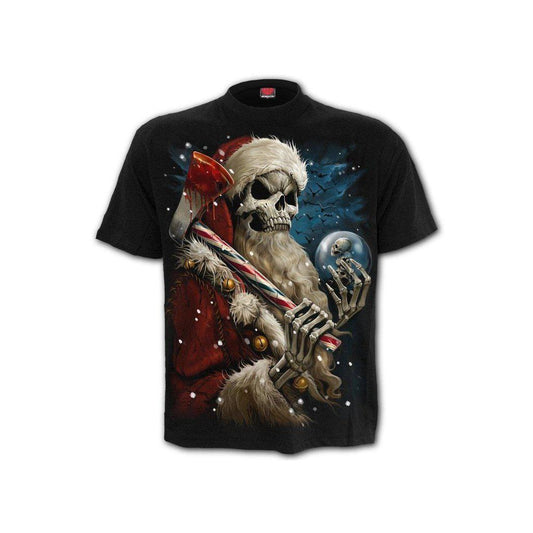 Spiral Candy Cane Santa - T-Shirt Black