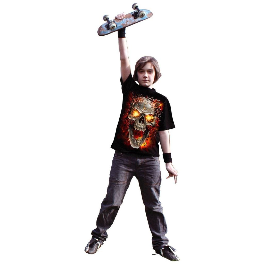 Spiral Skull Blast - Kids T-Shirt Black