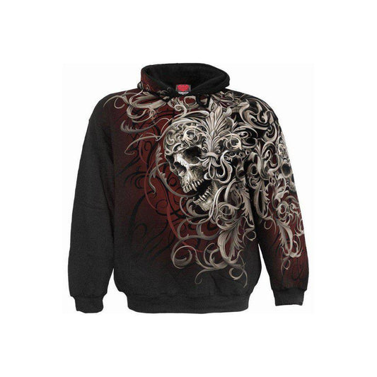 Spiral Skull Shoulder Wrap - Allover Hoody Black